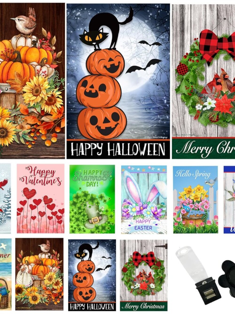 Seasonal Garden Flags Set of 10 Double Sided 12 x 18 inch Yard Flag